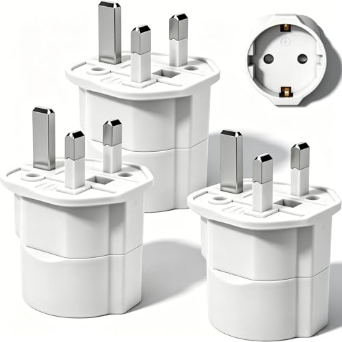 Mesybveo 3 Piezas Adaptador Enchufe UK, Adaptador Tipo G, Inglaterra Adaptador de Viaje, Enchufe Tipo G, EU to UK Plug Adapter para Escocia, Irlanda, Maldivas, Dubai, Singapur, Hong Kong