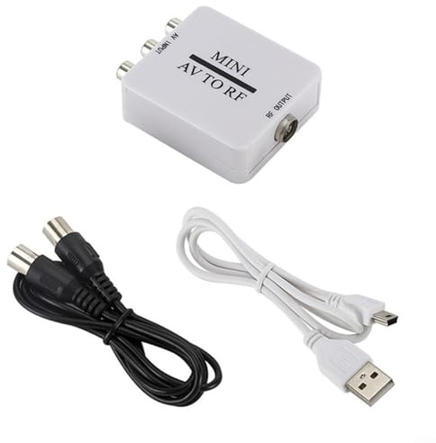 Convertisseur RCA vers AV avec prise en charge de fréquence 67,25 MHz et 61,25 MHz, mini adaptateur modulateur vidéo prêt à l'emploi pour TV, magnétoscope, enregistreur DVD