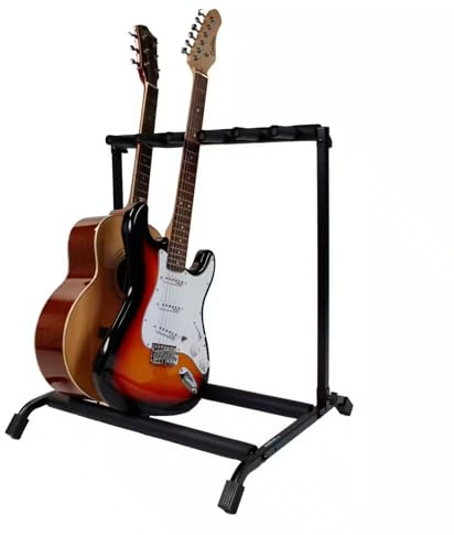 WOODBRASS GS50-R5 Stand rack pour 5 x Guitare, Basse, Electrique ou 3 x Guitare acoustique - Rangement solide, compact et sûr - Support avec encombrement minimum : 67,5 x 65 x 53,5 cm