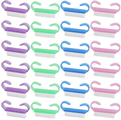 GZRXIOUS Lot de 24 Brosse à Ongles Avec Poignée en Plastique, Brosse de Nettoyage Exfoliante pour Orteils et Ongles,Brosse de Nettoyage à la Main pour Nettoyage des Mains, Pieds
