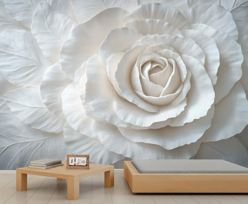 Papier peint mural rose en relief, fleurs 3D, papier peint de fleurs artistiques pour salon, chambre à coucher, étude, décoration de fond TV – 350 x 256 cm