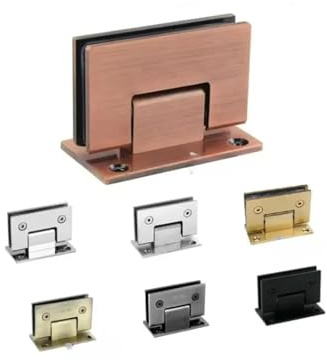 Charnières de porte en verre for cabine douche acier inoxydable, 2 pièces, 90/135/180 degrés, pince salle bain Charnières de Porte de Douche(Red Copper,90 Degress)