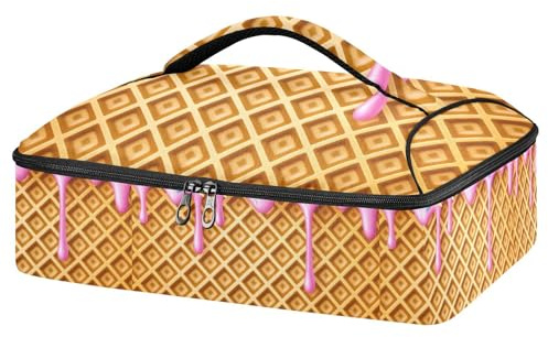 JUMBEAR Yummy Ice Cream Insulated Casserole Carrier for Hot or Cold Food, Lasagna Holder Tote for Potluck Parties, Picnic, Beach, Fits 9x13 Baking Dish