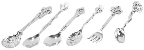 Namvo Set di 6 cucchiaini da caffè vintage e forchetta da tè in cristallo, mini stoviglie da dessert per casa, ufficio, feste, bar