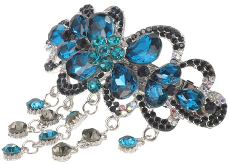 Horquilla de Novia Grande Flores y Resorte de Aleación | Gemas de Imitación, para Boda y Peinado Nupcial, Adorno Brillante Acabado Pulido Color Aleatorio