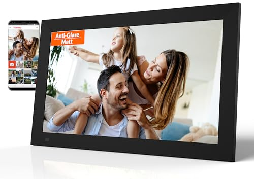 Cytem Digitaler Bilderrahmen 15.6 Zoll mit WLAN & Frameo, Anti-Glare Matt, 64GB Speicher, Bewegungssensor, automatische Bilddrehung, IPS Touchscreen 1920x1080, Schwarz