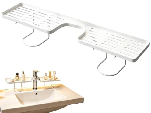 Organisateur d'Évier Cuisine Égouttoir Portable Sans Perçage Avec Bac | Support pour Robinet de Cuisine pour gobelets cosmétiques rangement maison salle de bain toilettes coin