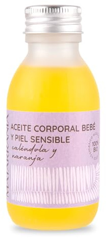 MATARRANIA Aceite Corporal Bebé y Piel Sensible 100% Natural BIO – Baby Oil Hidratante con Caléndula, Naranja y Almendras – Para Piel Atópica, Masaje y Uso Diario