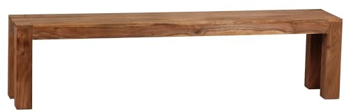 FineBuy Esszimmer Sitzbank Massiv-Holz Akazie 180 x 45 x 35 cm Holz-Bank Natur-Produkt Küchenbank im Landhaus-Stil Braun