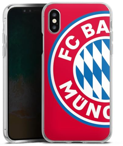 Silikon Hülle kompatibel mit Apple iPhone X Case transparent Handyhülle FC Bayern München Offizielles Lizenzprodukt FCB
