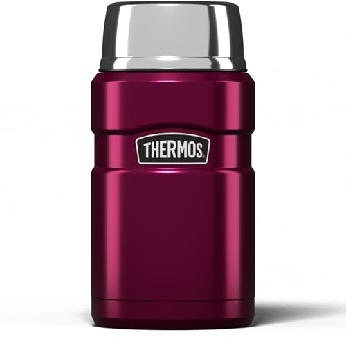 Thermos Stainless King Food Flask, 710ml Capacity - Sleek Multi- Purpose Flask for Daily Food Prep - Durable Stainless Steel with Raspberry Finish - Ideal for On-The-Go Meals & Drinks