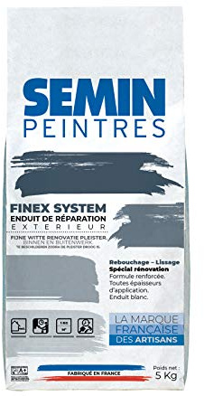 Enduit de Rebouchage Extérieur - Semin - Réparation, Lissage & Rebouchage - Haute Adhérence - Blanc - Sac de 5 kg