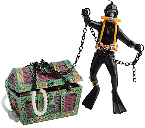 Bestgle Tesoro Subacqueo Cacciatore di Tesori Ornamento per Acquario Tesoro Subacqueo Cacciatore Decorazione Galleggiante per Acquario