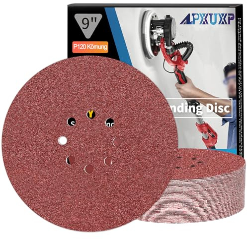 ALPXUXP Schleifpapier 225mm Klett 120 Körnung 8 Loch Schleifscheibe für Trockenbauschleifer ​Schleifgiraffe Rund Schleifpapier 25 Stück