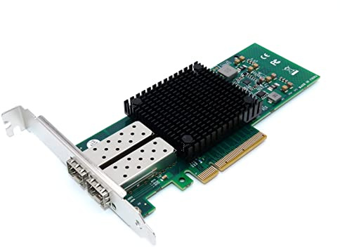 Computer District - SFP+ Netzwerkkarte 10 Gigabit (10 GB) – 2 SFP+ Glasfaser-Ports – PCI Express X8 (PCIe X8 – PCI-E X8) – Chipsatz Intel JL82599ES für Windows Server, Windows 7/8/10/11, Linux
