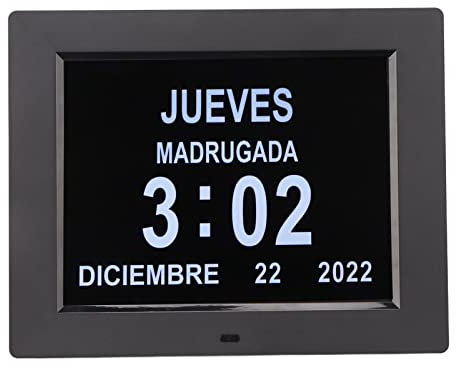 Orologio per Anziani con Demenza, Calendario Elettronico con più Lingue e Promemoria per Prendere Medicine, Orologio Dimmerabile Automatico con Ampio Display da 8 Pollici per