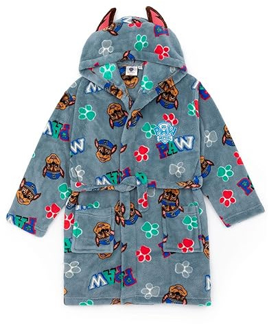 PAW PATROL Jungen blaue Kapuzenbademantel | Erlebe Abenteuer Fleece Bademantel | Perfekt für gemütliche Nächte und verspielte Träume | Kinder-Bademantel