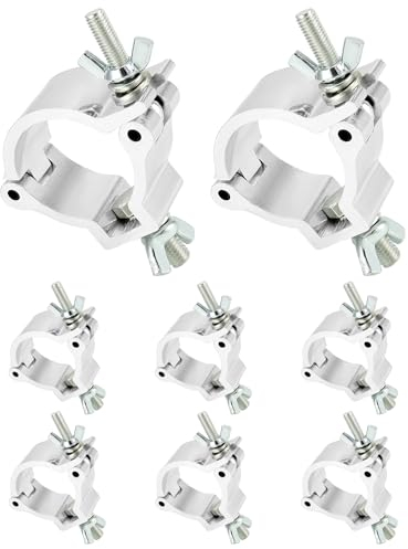 QWORK® Lot de 8 pinces de traverse - 48-51 mm - Capacité de 100 kg - Pinces en alliage d'aluminium pour éclairage de scène, projecteurs, éclairage à tête mobile