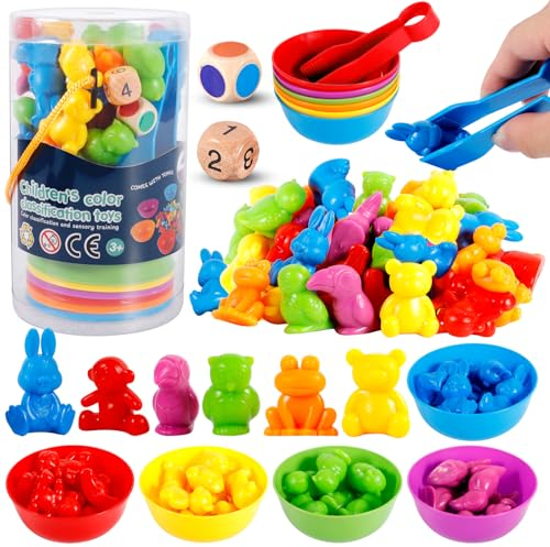 ZLPBAO Giochi Montessori 2 3 4 Anni,47Pcs Montessori Giocattolo Educativo,Gioco Combinazione di Colori, Giocattoli Impilare Abilità Matematiche e Classificazione, Bambini Regali per Ragazzi e Ragazze