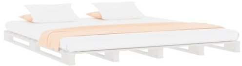 vidaXL Letto a Pallet Bianco 180x200 cm Super King in Legno Massello