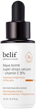 belif Super Drops - Siero antiossidante con 8% di vitamina C (15 ml) | Per un tono uniforme della pelle, affina la struttura della pelle e dona luminosità | K-Beauty dalla Corea