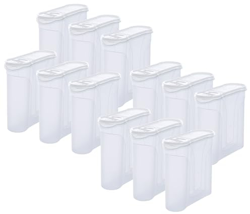 Novaliv Schüttdosen 12er SET Vorratsdose zum Streuen 4 Liter - Maße (LxBxH): 25,5 x 25,5 x 10 cm - Dose mit Deckel 4l für Müsli Mehl Zucker Dosen Küchen Organizer Food Box Meal-Prep-Boxen