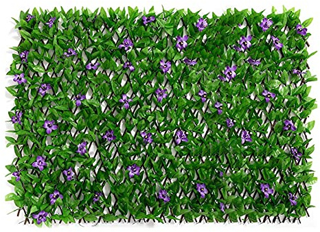 LearnLyrics 1/2 seto artificial | Planta artificial de seto de vegetación de pared | telón de fondo de pared para decoración de valla sintética, ajustable para paredes, patio, escaleras, decoración de