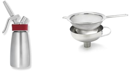 iSi Sahnespender 250 ml, Gourmet Whip Plus, 0.25 Liter & 2714 Sieb & Trichter, Aus hochwertigem & Edelstahl