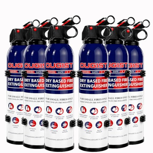 ABC Fire Extinguisher for Home & Vehicle - Compact Fire Extinguisher | Grease & Electrical Fire Extinguisher for Kitchen, Car, Office, Easy to use(6-Pack, 1.32lb Each)