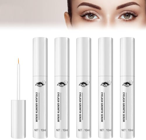 Wimpernserum & Augenbrauen Serum für besseres Wachstum von Wimpern & Brauen, Wimpernserum für Längere, Dichtere Wimpern - Eyelash Serum für Natürliches Wachstum, Stärkere Lashes (5 Stück)