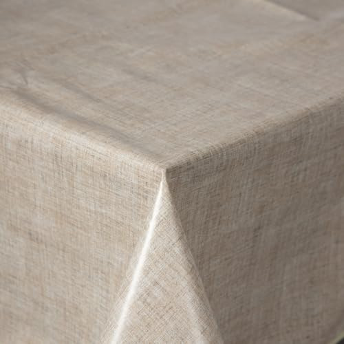 texpot Wachstuch 140 cm rund mit Linien abwaschbar mit Saum Polyester Gartentischdecke