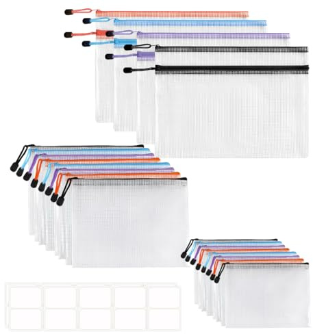 20 Stück Dokumententaschen mit Reißverschluss, Aus PVC-Material, wasserdicht & transparent, 4x A4, 8x A5 & 8x A6 – ideal für Haushalt, Schule & Büro