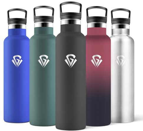 Motswedi Trinkflasche Edelstahl, 750ml BPA-Frei, mit Strohhalm, Kohlensäure Geeignet, Thermosflasche, Doppelwandige, für Camping, Reisen, Outdoor, Yoga, Schwarz