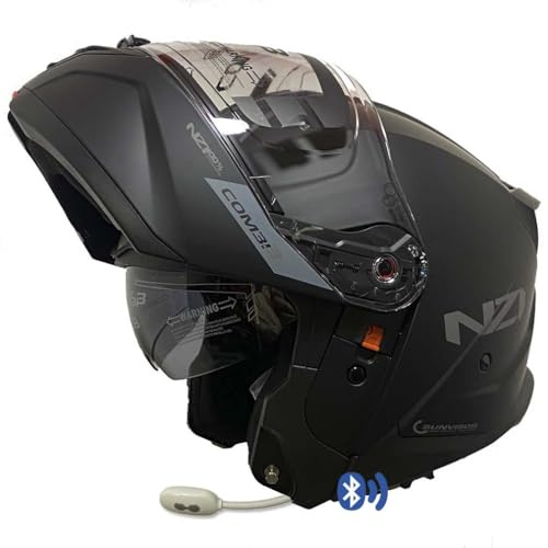 NZI Combi 3 Duo Negro Mate Bluetooth Intercomunicador Headset Integrado - Casco de Moto Modular Abatible con Visor Solar - Homologado P/J ECE 22.06 (XL)