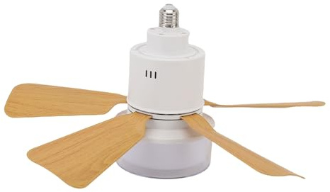 Kikumi Ventilateur de Plafond à Douille avec un Petit Ventilateur de Plafond à Distance à Distance 3 Couleurs Vis D'installation Faciles dans la Base E26 E27 pour la Chambre à Coucher
