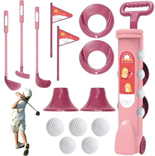 Odoukey Golfset för barn, intressant golfset för barn, med putter, bollar, flaggor, träningsleksaker utomhus för att öva och svänga, Style1