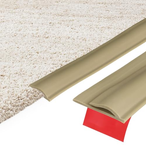 sourcing map 3meters x 33mm x 5.5mm Carpet to Tile Transition Strip, Self-Adhesive Carpet Edge Strip, TPE Gap Cover, Laminate Edge Trim for Uneven Surfaces, Brown