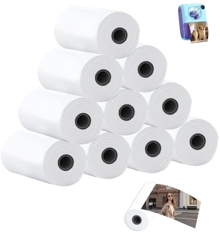 10 Rouleaux Papier thermique pour Appareil Photo Enfant | Recharge Papier Imprimante Thermique Blanc pour Appareils Photo Instantanés Mini Imprimante(57 x 46mm)