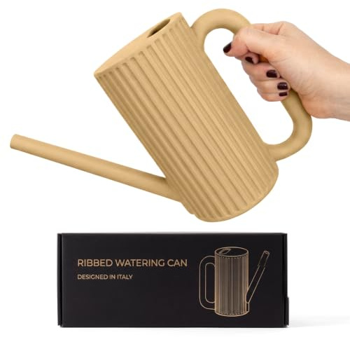 Indoor & Outdoor Watering Can 1L for Plants – Long Spout Precision Plant Watering Jug for Houseplants, Succulents, Flowers & Garden Pots – Modern Ribbed Durable Plastic Design