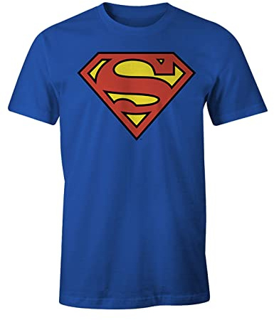 Cotton Division Officiel Superman pour Homme T-Shirt héros DC Comics | T-Shirt Graphique Tendance Cadeau Geek Coton Confortable,Logo imprimé,Cobalt,X-Large