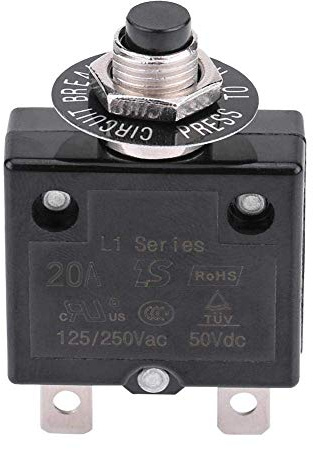 Interruttore Termico 5 A / 8 A / 10 A / 15 A / 18 A / 20 A / 30 A, Protezione Sovraccarico di Corrente Interruttore Automatico di Ripristino Manuale Interruttore (20A)