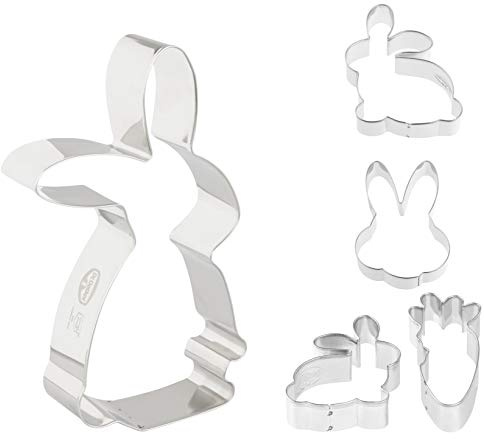 Dr. Oetker Hasenausstecher-Set, Serie Goldiges Ostern, Keks- und Plätzchenformen zum Backen, vielfältige Osterhasen, Ausstecher mit niedlichen Tiermotiven (Farbe: Silber), Menge: 1 x 5er Set