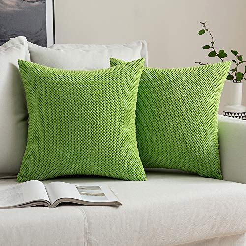 MIULEE Kissenbezug 50x50 Kissenhülle Apfelgrün Sofakissen Dekokissen | Dekorative Kissenbezüge Deko Bezug Weich Zierkissen Kissen Körnig für Wohnzimmer Schlafzimmer 2er Set