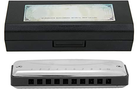 Tbest Blues Mundharmonika Harm Blues Mundharmonika 10 Loch Mundorgan B Schlüssel Tragbares Anfängergeschenk Hochglanz Wasserdichtes Instrument Anfängergeschenke(schwarz) Blasinstrument
