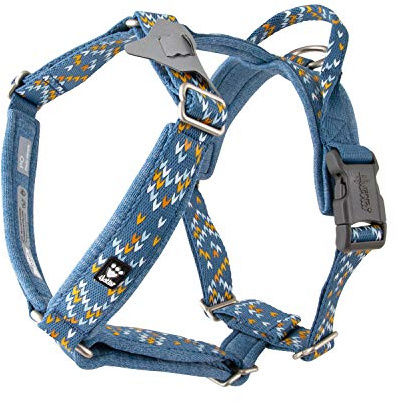 Hurtta Razzle-Dazzle Y-Geschirr für Hunde, gepolstert, 100% recyceltes Polyester, blau, 35-45 cm