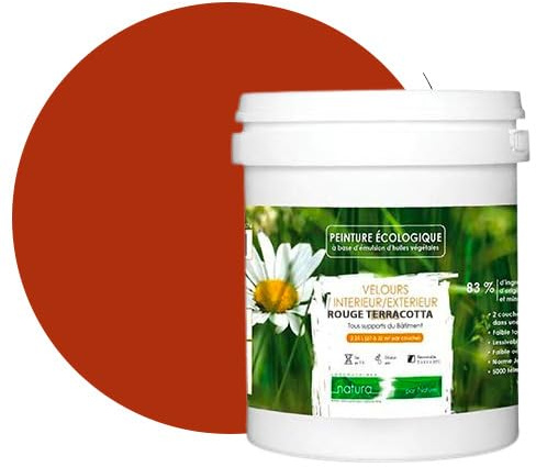 BOX DECO COULEURS Peinture naturelle écologique intérieur extérieur aspect velours Natura - 1L, Rouge Terracotta