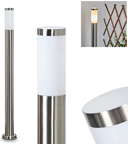 HOFSTEIN Wegeleuchte Sessa, Außenwegeleuchte aus Metall/Kunststoff in Nickel-matt/Weiß, moderne Außenleuchte für Garten, Außenbereich, Hof, Terrasse, Höhe 110 cm, E27, IP44