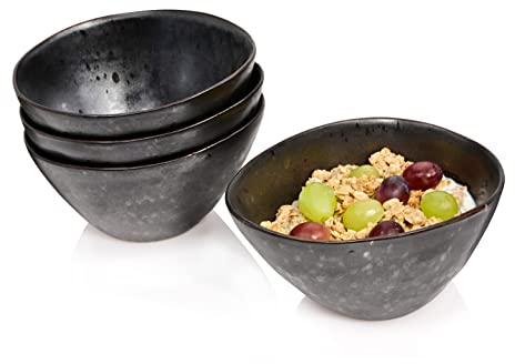 SÄNGER | Müslischalen Tombey aus Steingut, handmade, 4-teiliges Müslischalen Set, Füllmenge: 280 ml, Müsli, Teller Tief, Frühstück | PREMIUM COLLECTION