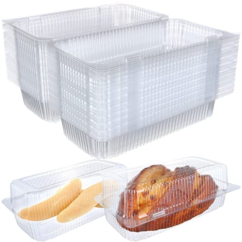 50 Pcs Plastic Loaf Container Transparent Cake Slice Containers Plastic Containers with Lids 9.06x4.92x3.15“ Clear Hinged Lid Cheesecake Container Disposable to Go Box for Restaurants Delivery Takeout