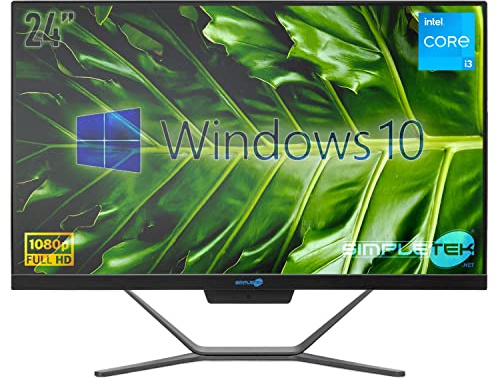 PC All in One Core i3 Windows 10 Pro 24 FHD | 8 Go RAM SSD 240 Go | Webcam intégrée WiFi5 | Ordinateur de bureau fixe Aio Bureau Maison école - Simpletek